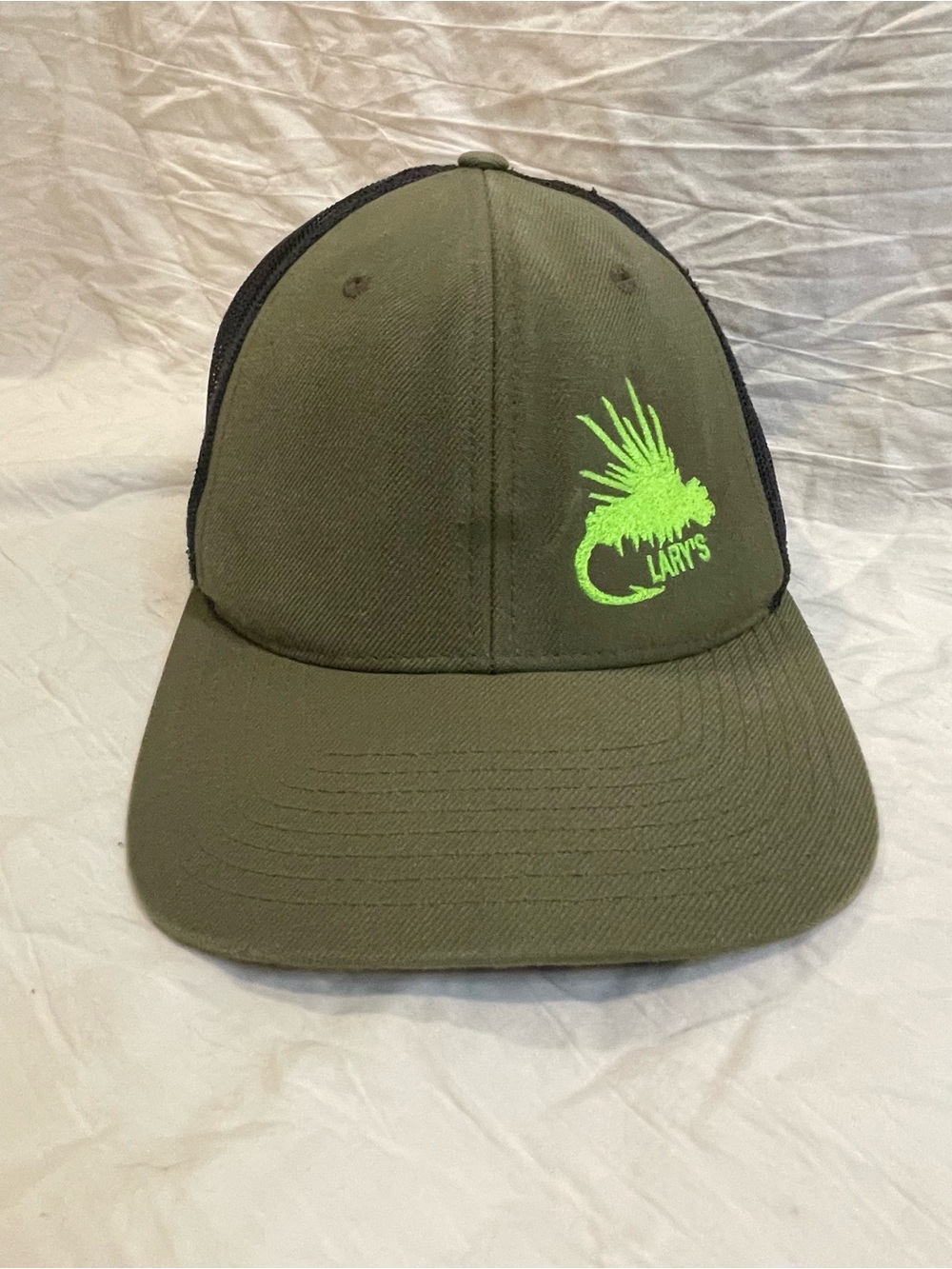 Lary’s Fly Fishing Richardson 511 Trucker Hat Olive Green Black Snapback